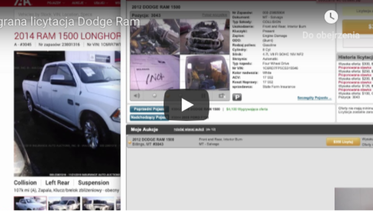 Licytacja dla klienta Dodge RAM – aukcja IAAI